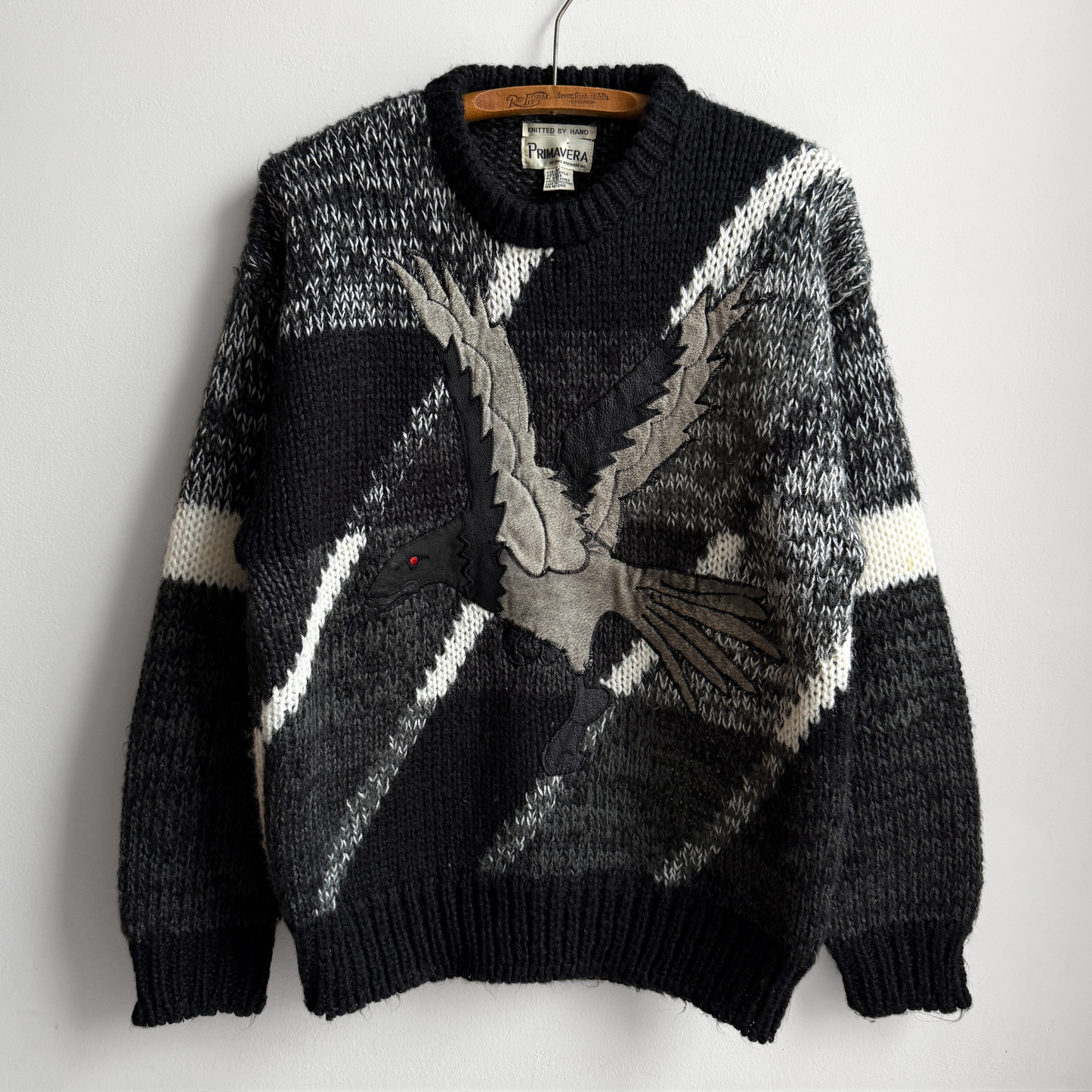 1980s Black & Grey Falcon Knit Sweater