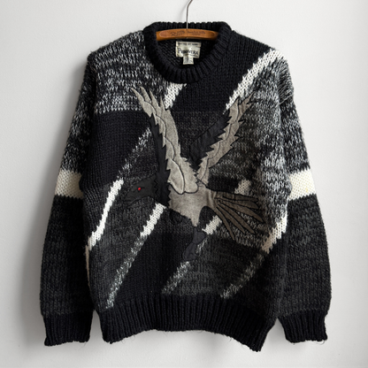 1980s Black & Grey Falcon Knit Sweater