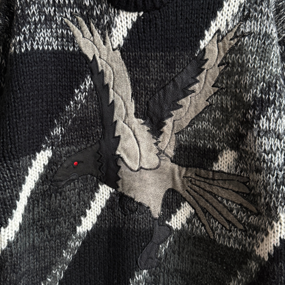 1980s Black & Grey Falcon Knit Sweater
