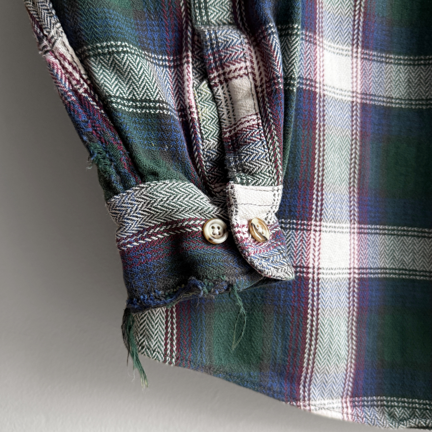 1980s Green & Purple Cotton Plaid Flannel Shirt