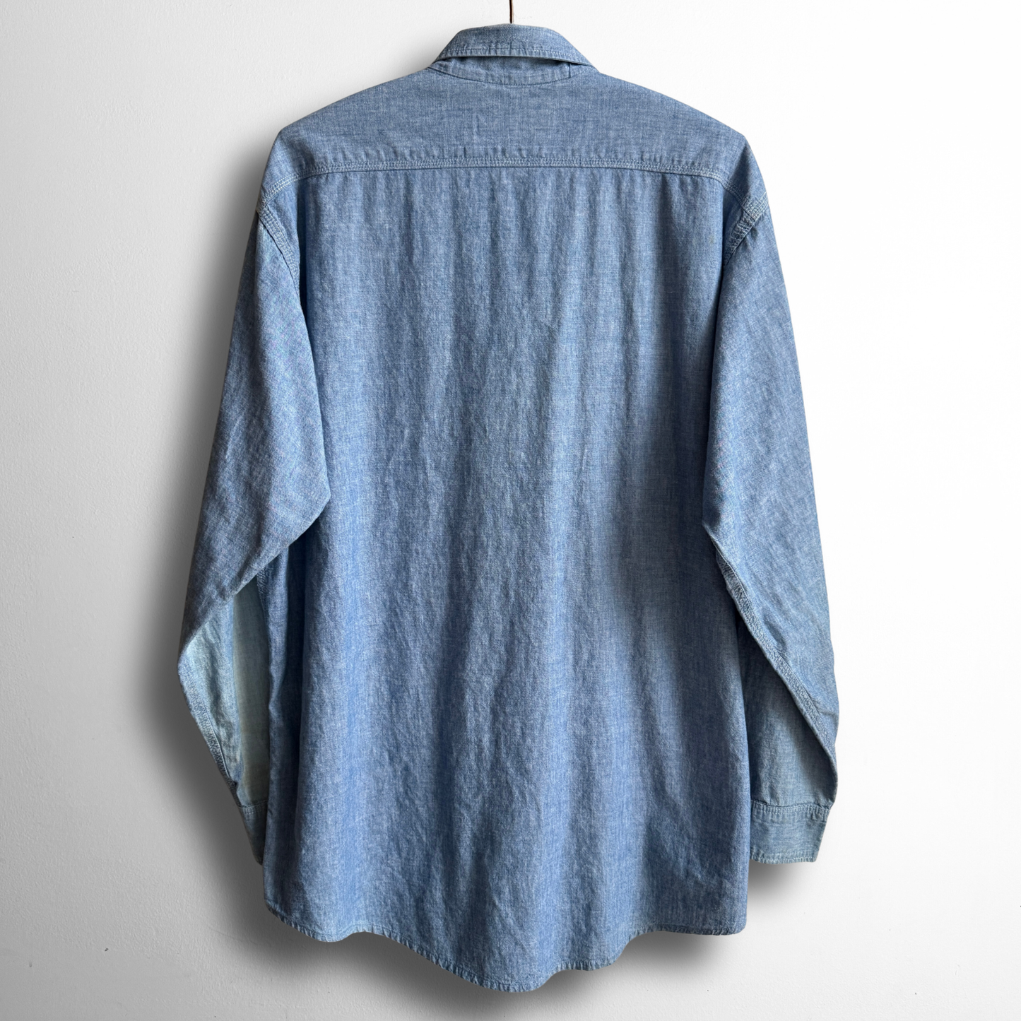 1980s Faded Blue Chambray Work Shirt