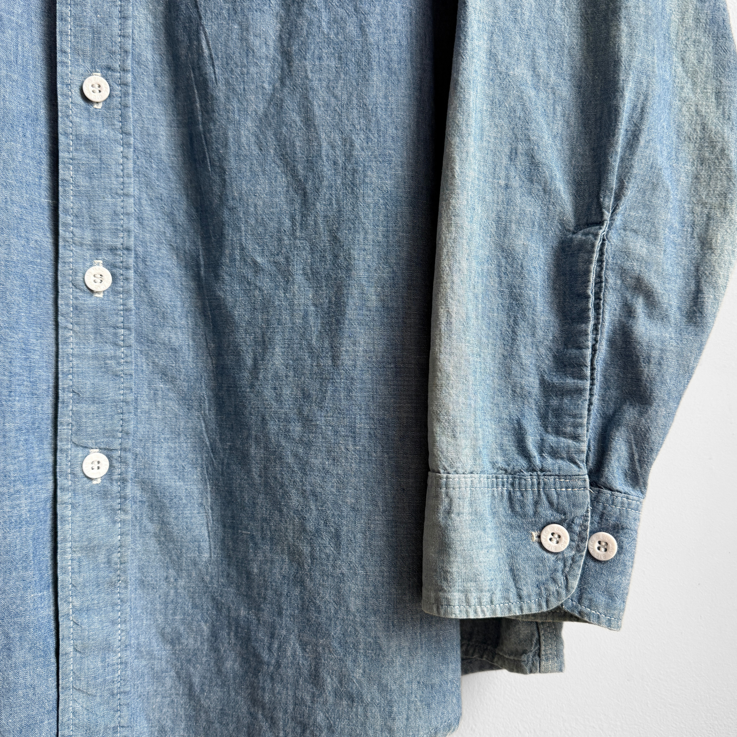 1980s Faded Blue Chambray Work Shirt