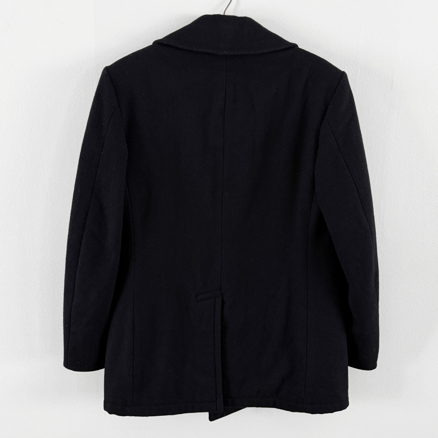 1980s U.S. Navy Black Double Breasted Peacoat