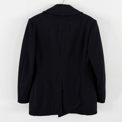 1980s U.S. Navy Black Double Breasted Peacoat