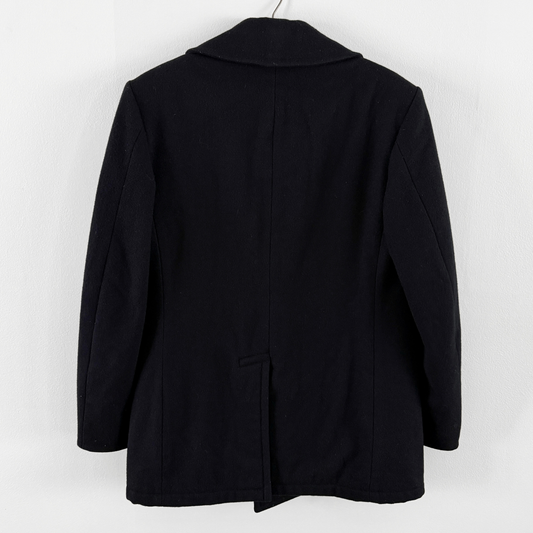1980s U.S. Navy Black Double Breasted Peacoat