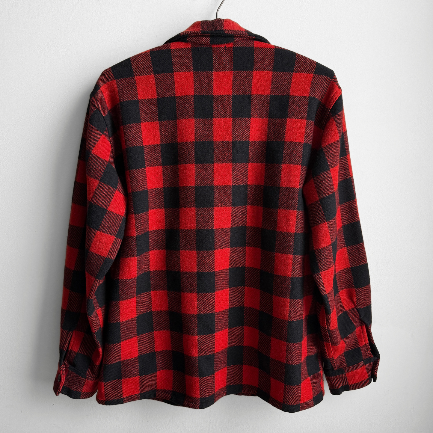 1960s Red & Black Buffalo Plaid Flannel Shirt