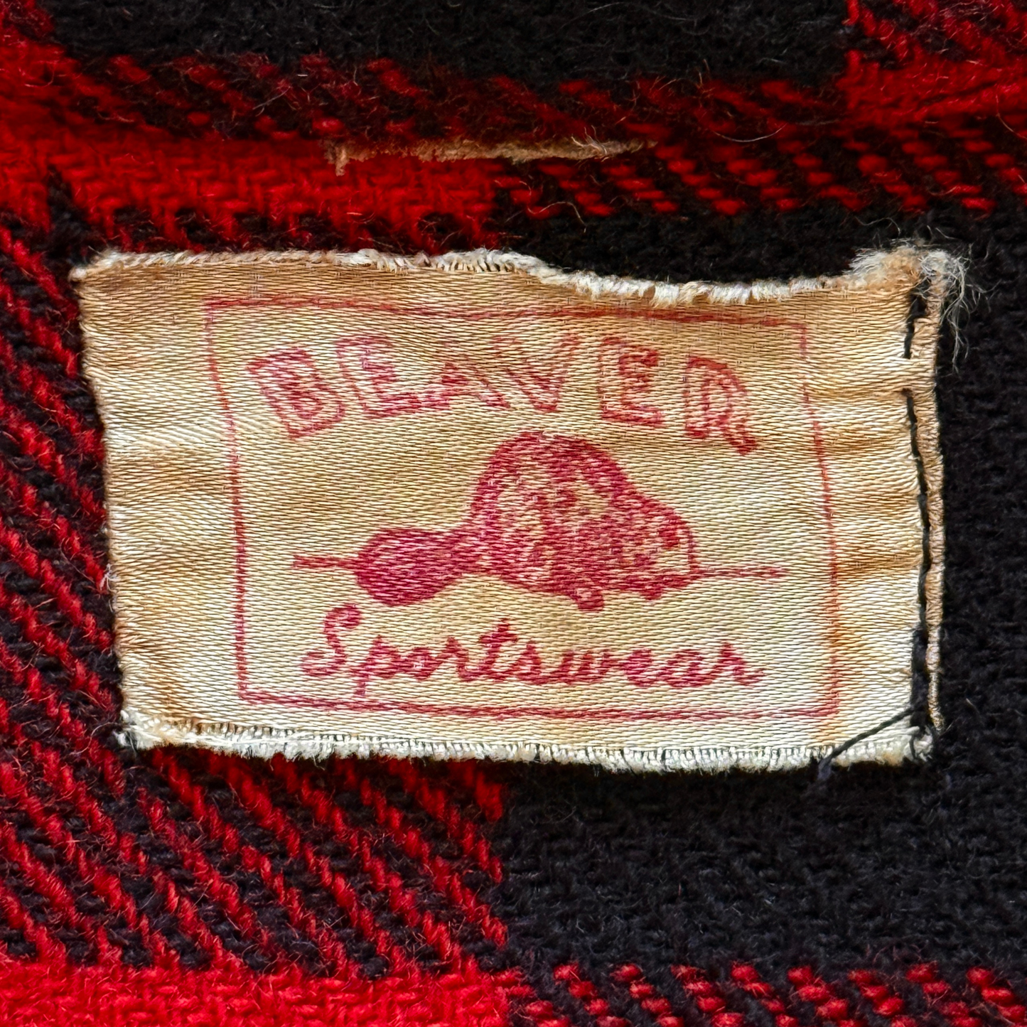 1960s Red & Black Buffalo Plaid Flannel Shirt