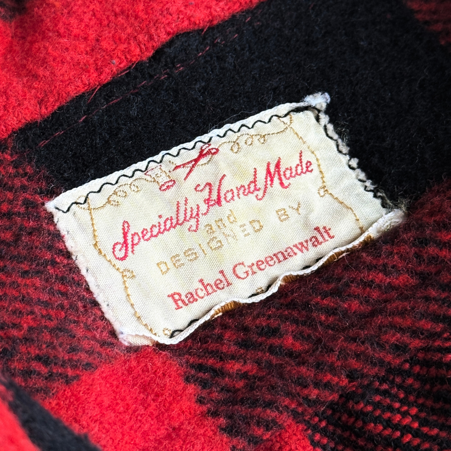 1960s Red & Black Buffalo Plaid Flannel Shirt