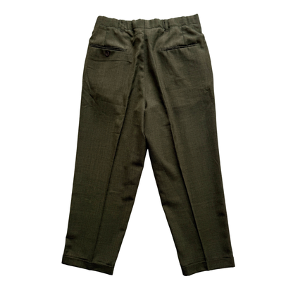 1960s Dark Green Cuffed Wool Dress Pants (31)