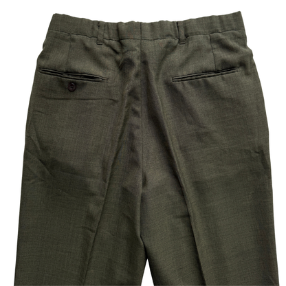 1960s Dark Green Cuffed Wool Dress Pants (31)