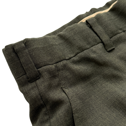 1960s Dark Green Cuffed Wool Dress Pants (31)