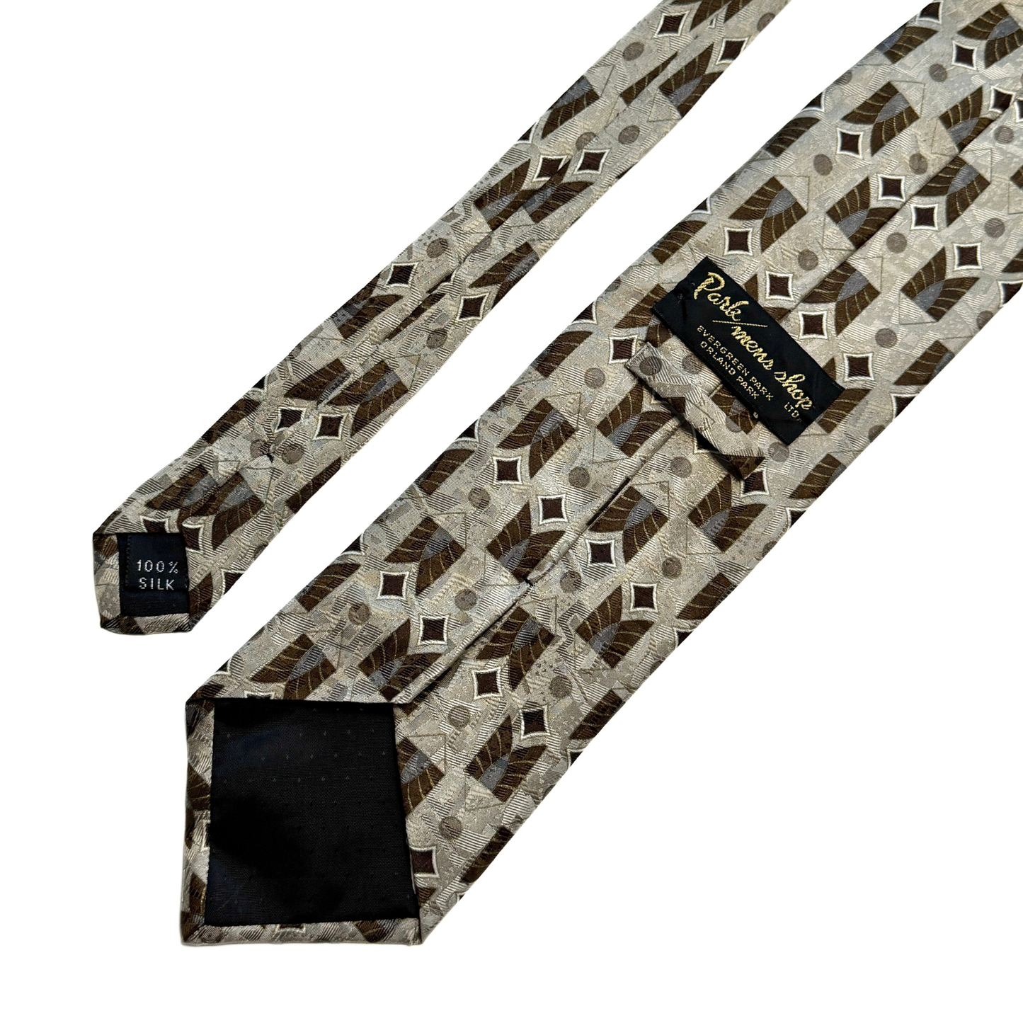 1950s Geometric Print Silk Tie