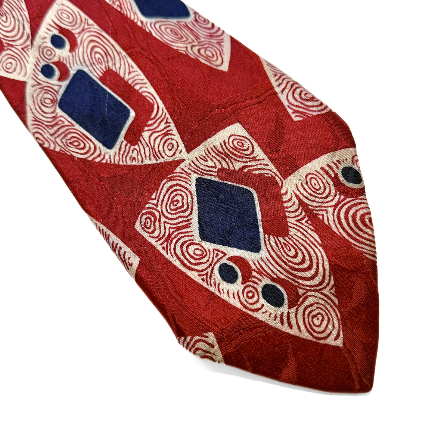 1950s Red Abstract Print Silk Tie
