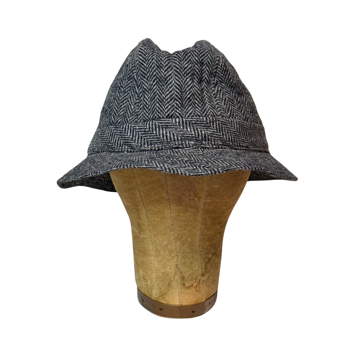 1970s Grey Herringbone Tweed Bucket Hat