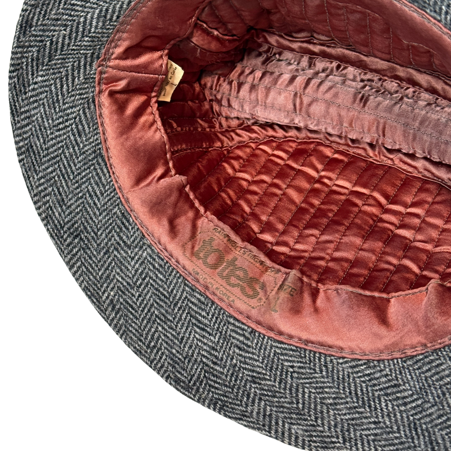 1970s Grey Herringbone Tweed Bucket Hat