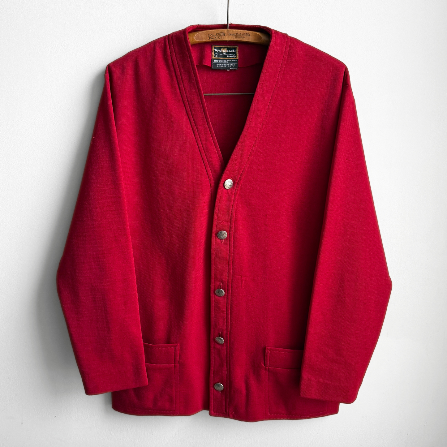 1960s Red Double Knit Cardigan