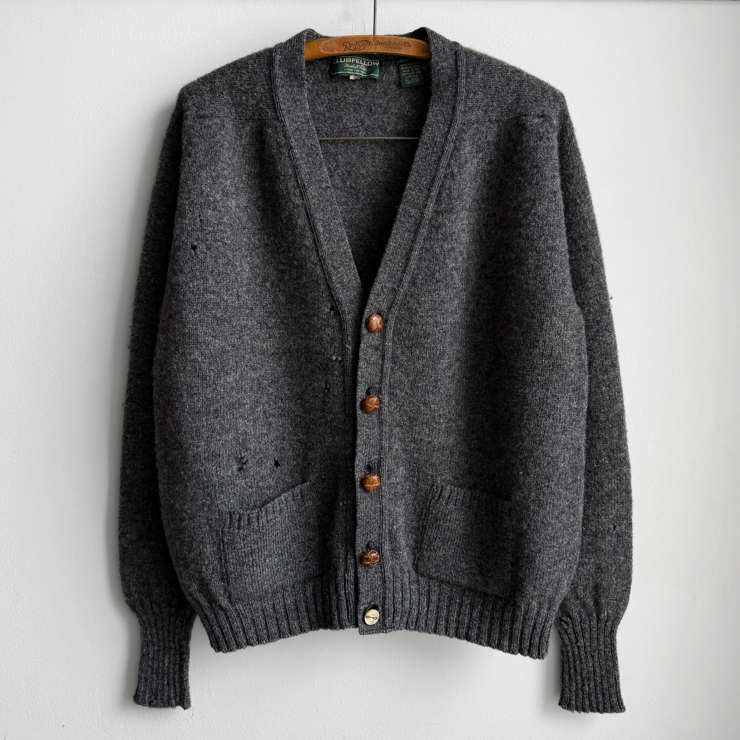 1970s Dark Grey Wool Knit Cardigan