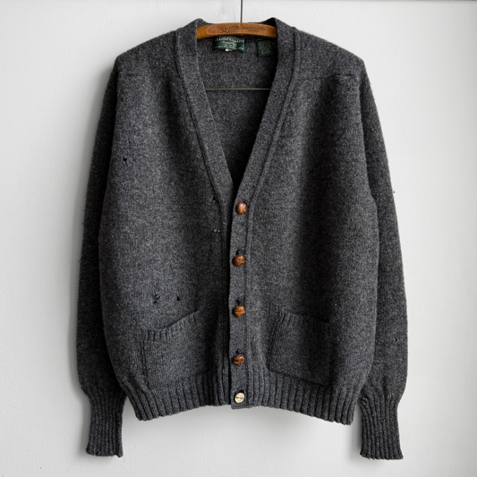 1970s Dark Grey Wool Knit Cardigan
