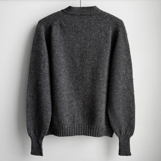 1970s Dark Grey Wool Knit Cardigan