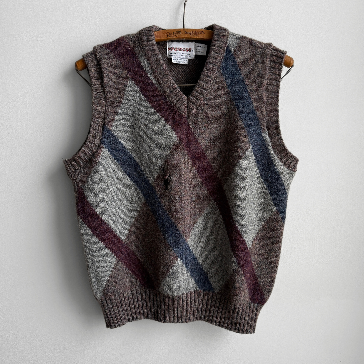 1970s Brown Striped Knit Sweater Vest