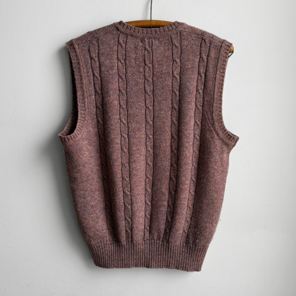 1970s Mauve Cable Knit Sweater Vest