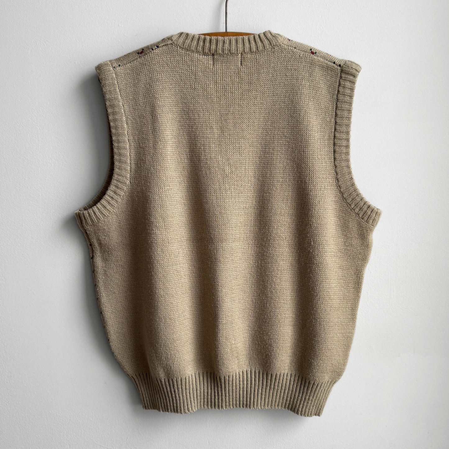 1970s Cream Geometric Knit Sweater Vest