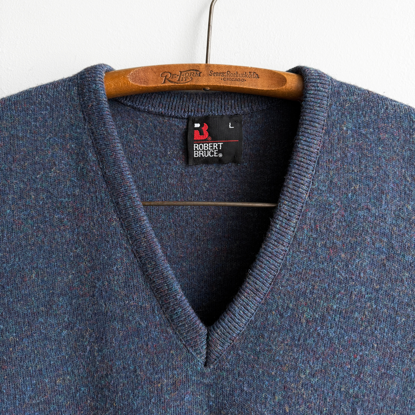 1970s Blue Multi Color Knit Sweater Vest