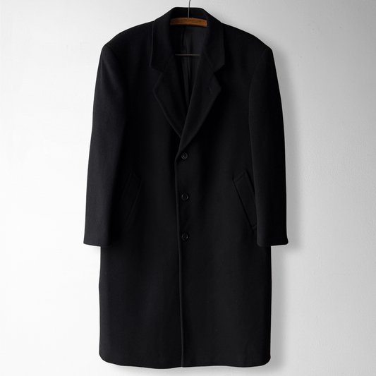 1970s Black Cashmere Wool Overcoat