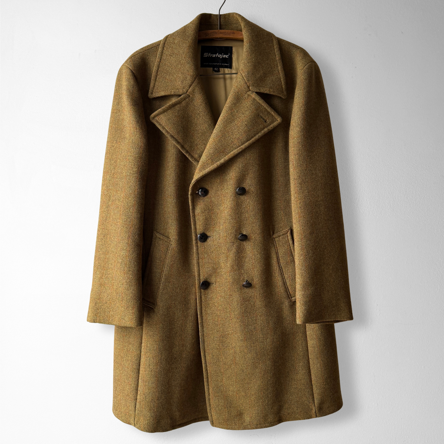 1960s Mustard Brown Double Breasted Wool Coat