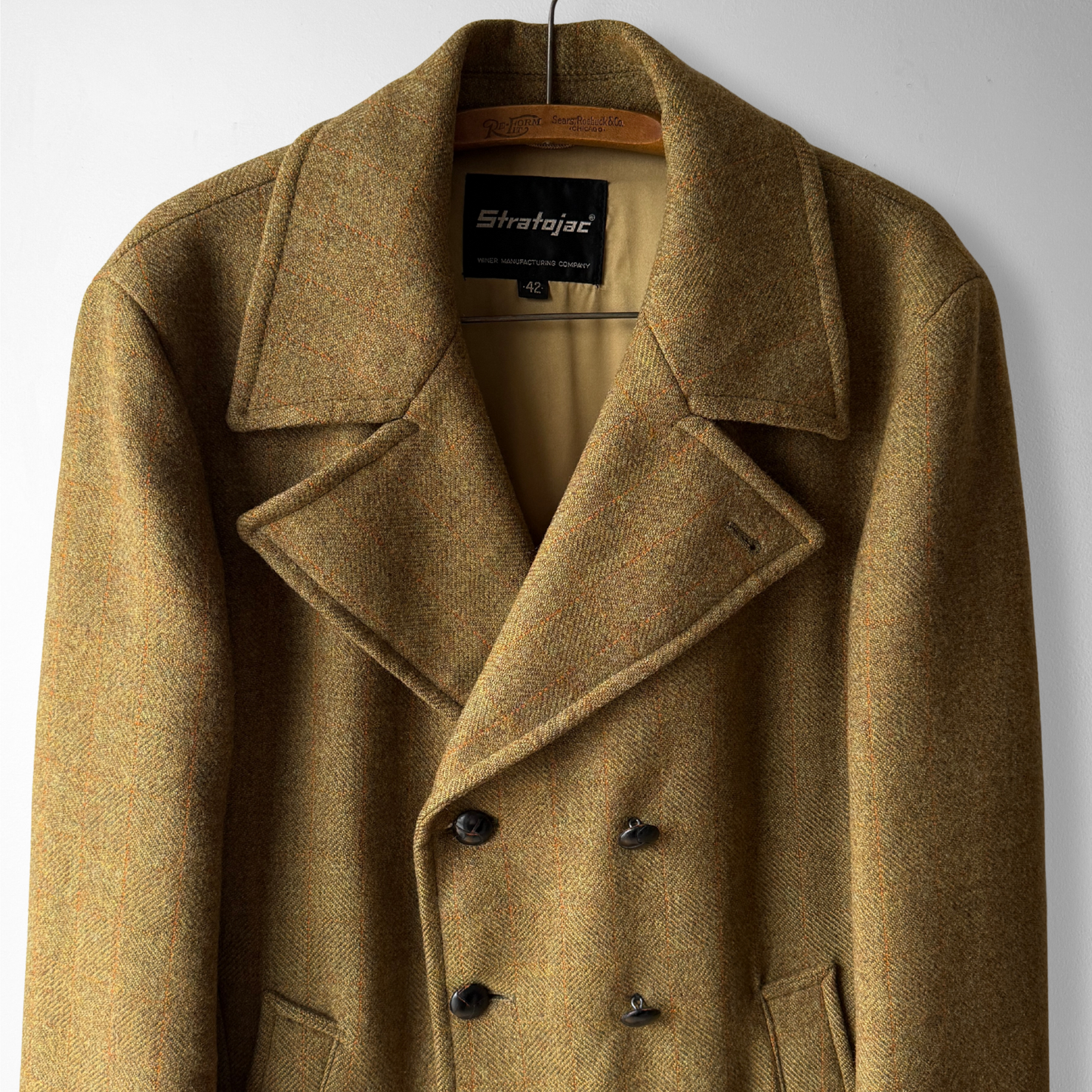1960s Mustard Brown Double Breasted Wool Coat
