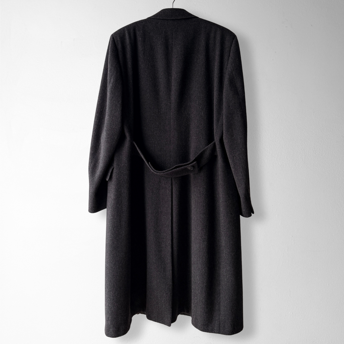 1980s Dark Grey Double Breasted Wool Overcoat