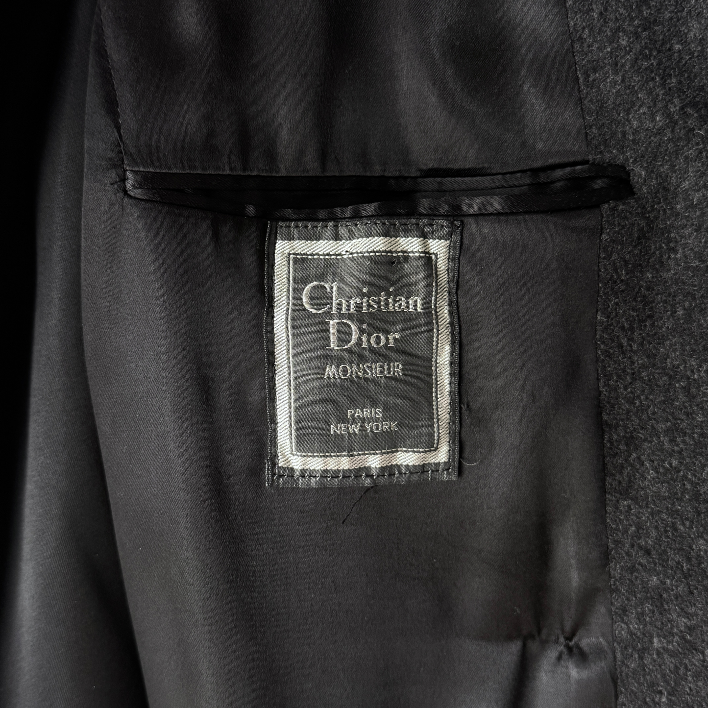 1980s Dark Grey Double Breasted Wool Overcoat