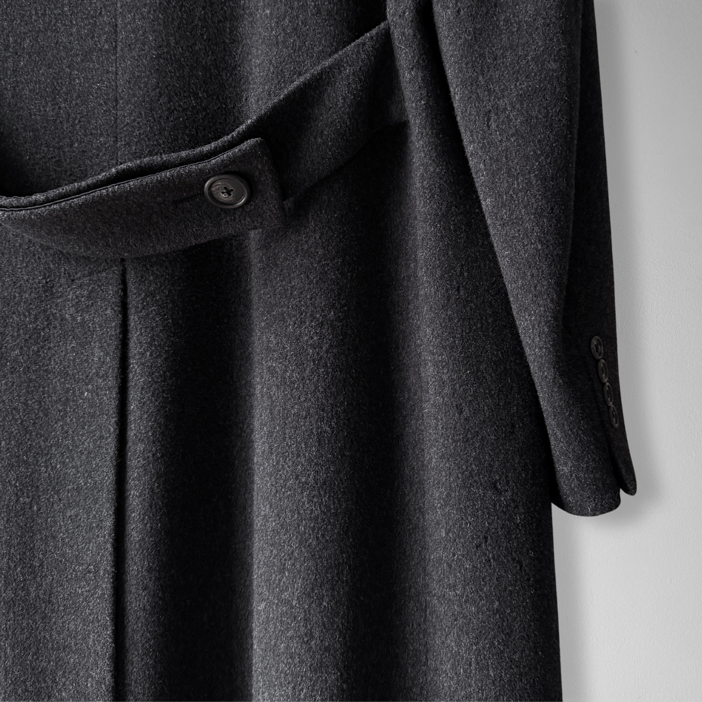 1980s Dark Grey Double Breasted Wool Overcoat