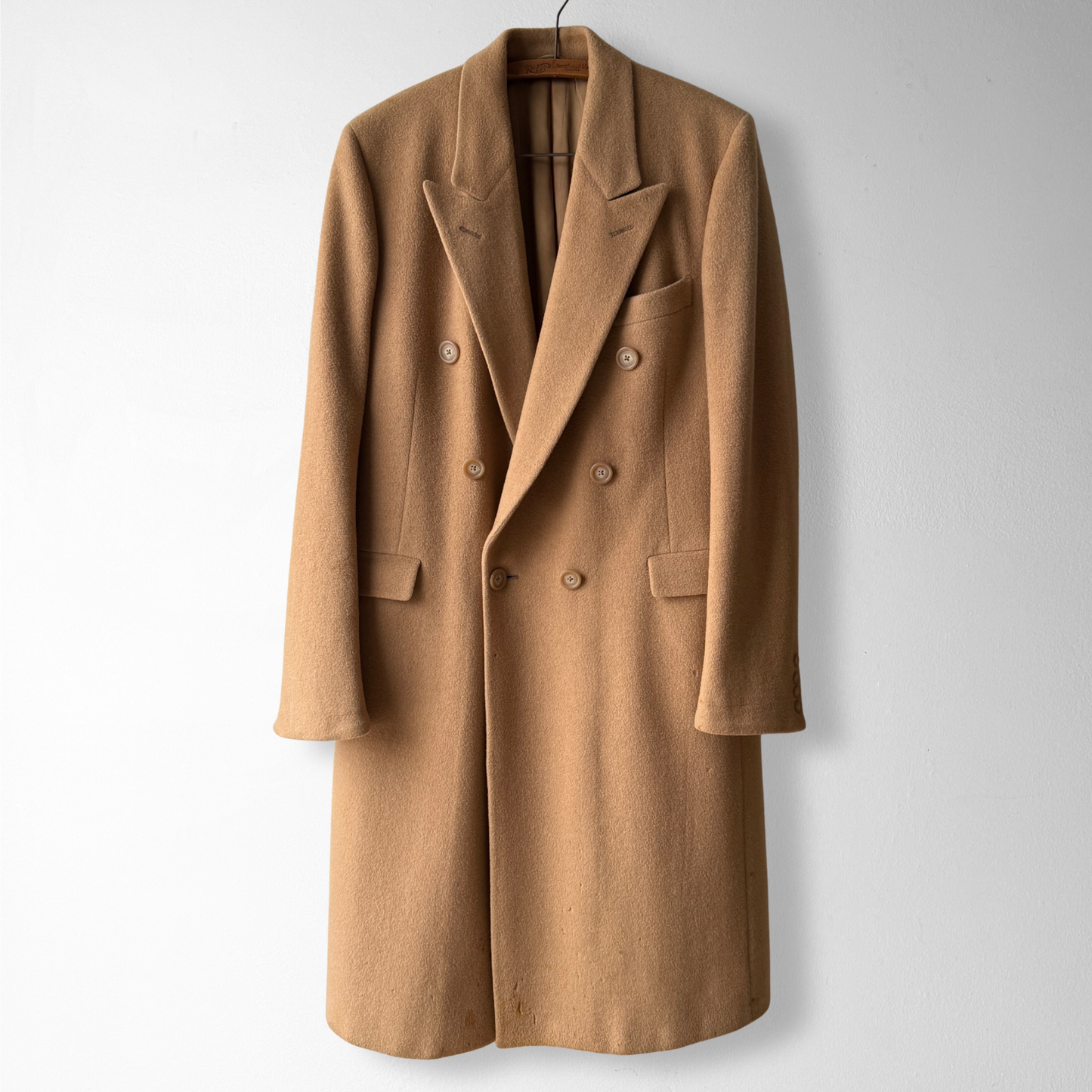 1980s Tan Double Breasted Wool Overcoat