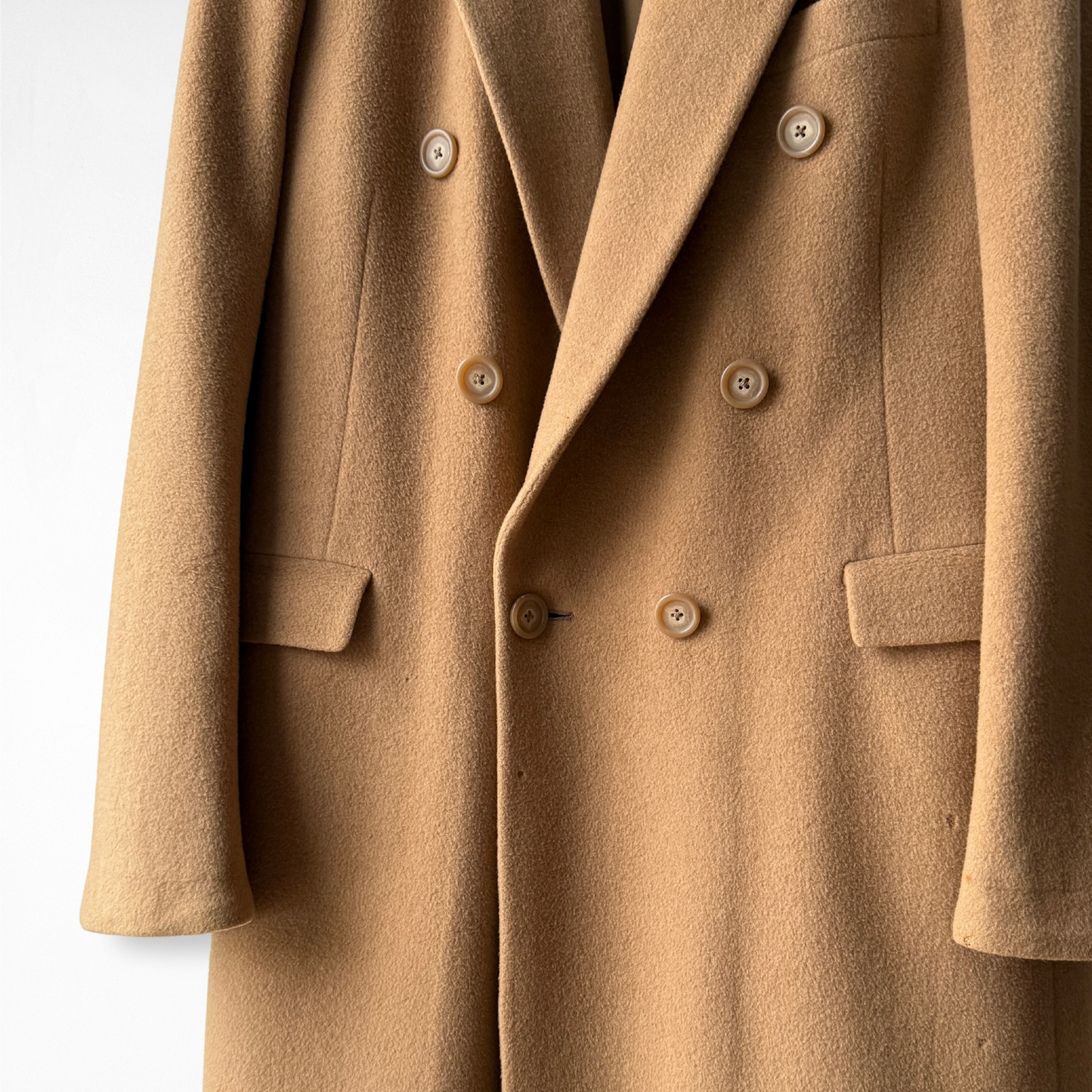 1980s Tan Double Breasted Wool Overcoat