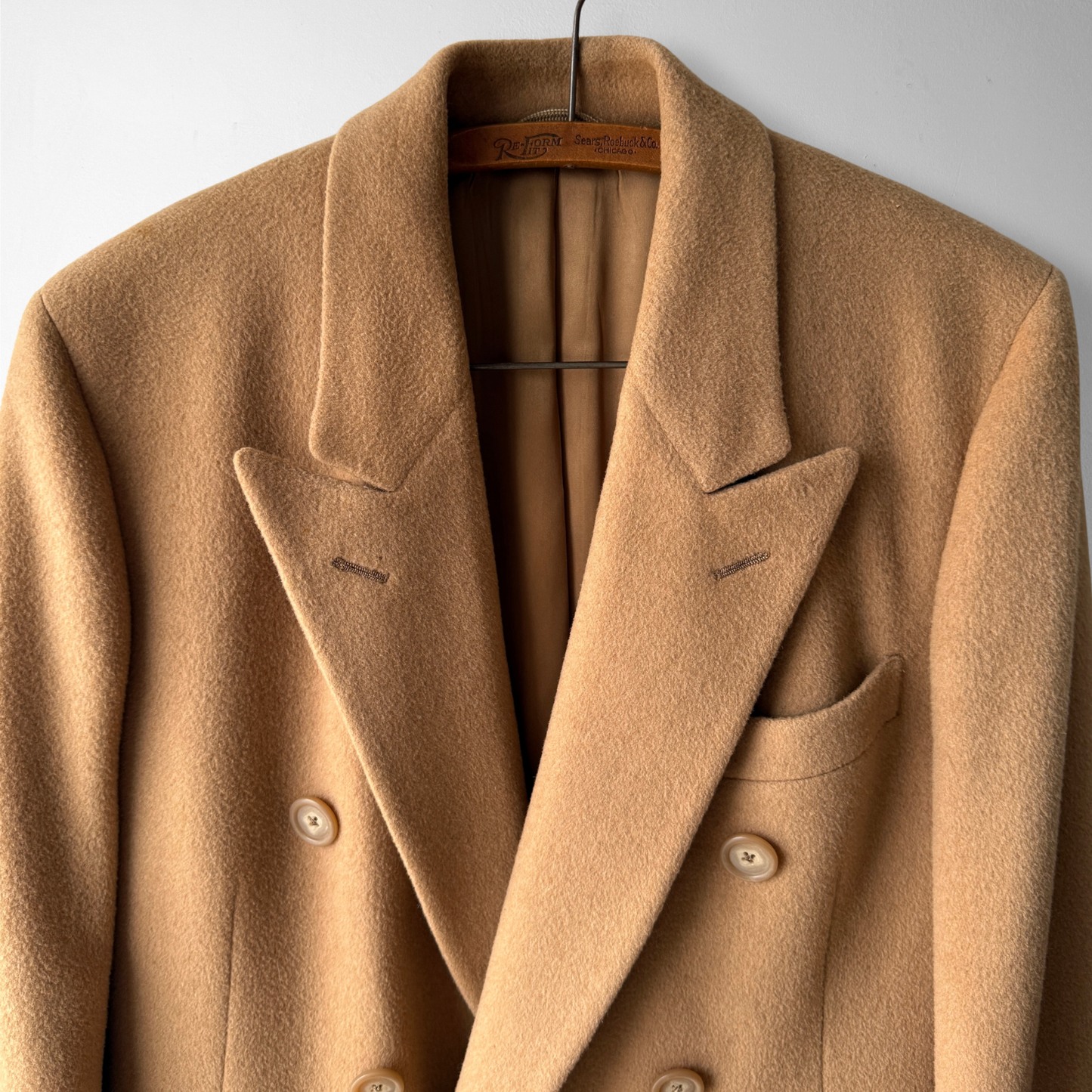 1980s Tan Double Breasted Wool Overcoat