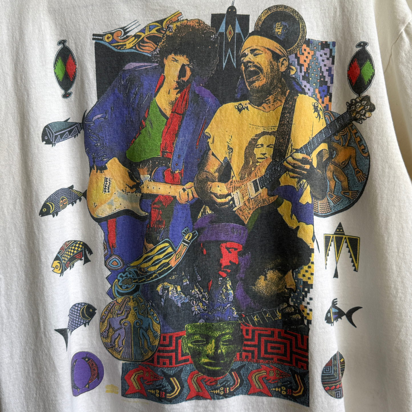 1993 Bob Dylan & Santana Tour White Graphic Tee