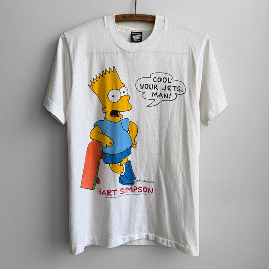 1990s Bart Simpson Cool Your Jets Man White Graphic Tee