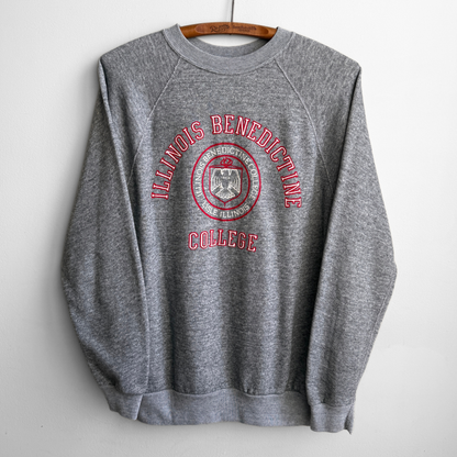 1980s Illinois Benedictine College Grey Raglan Sweatshirt