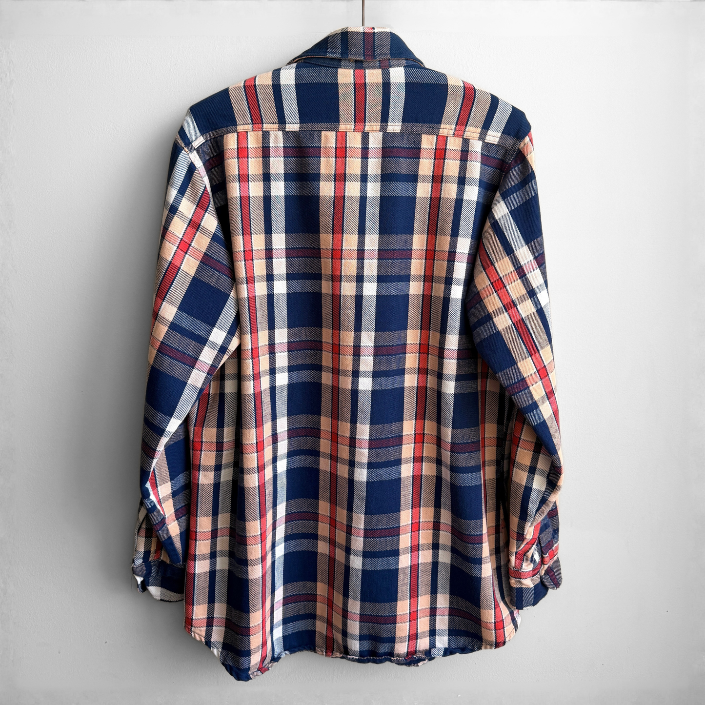 1990s Blue & Red Woven Cotton Plaid Flannel Shirt