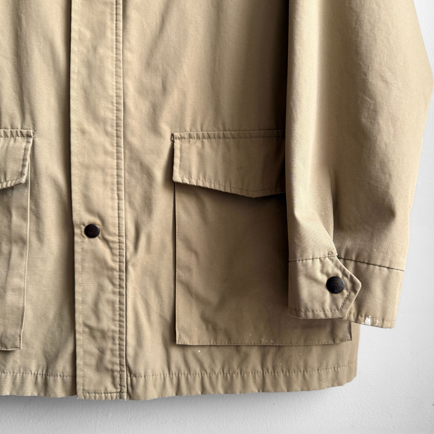 1970s Sears Beige Plaid Lined Hooded Light Jacket