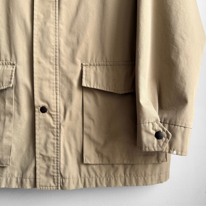 1970s Sears Beige Plaid Lined Hooded Light Jacket