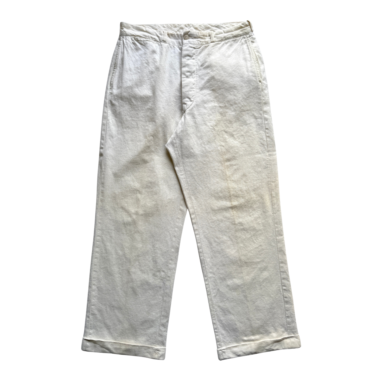 1940s White Sanforized Cotton Work Pants