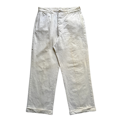 1940s White Sanforized Cotton Work Pants