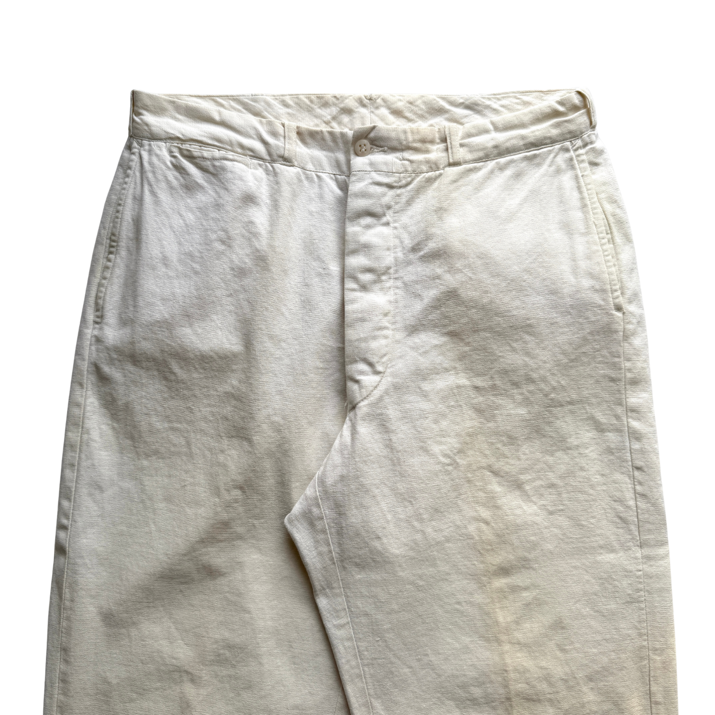 1940s White Sanforized Cotton Work Pants