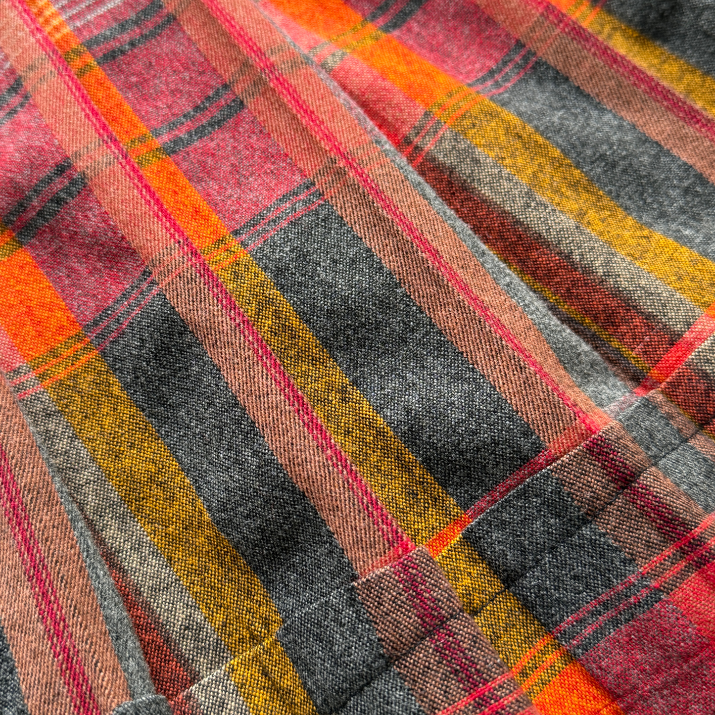 1960s Red & Orange Plaid Pleated Mini Skirt