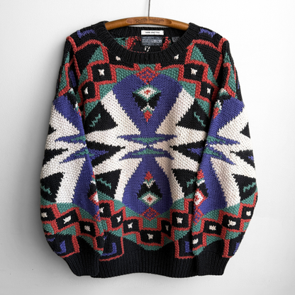 1990s Aztec Hand Knit Sweater