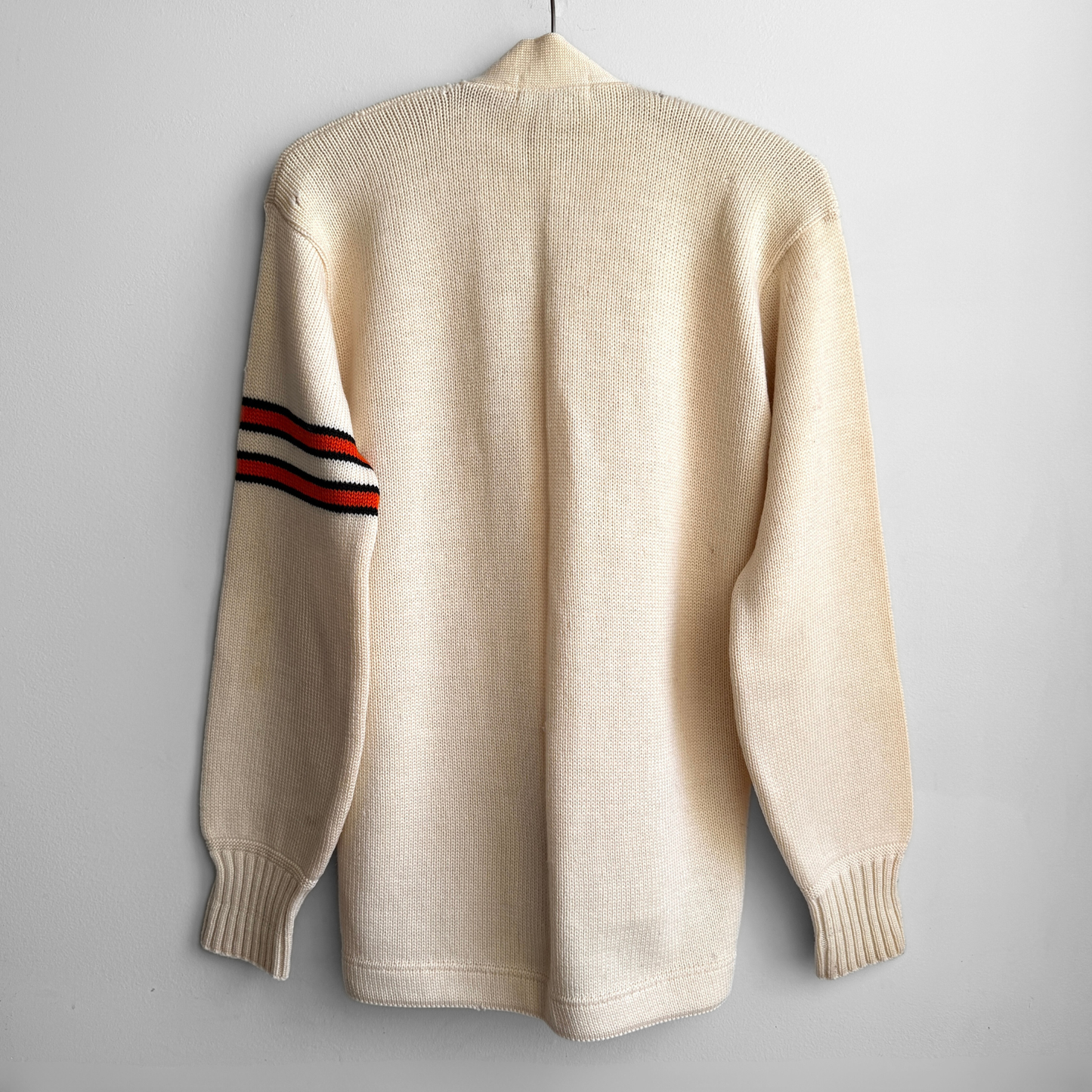 1950s Cream & Orange Wool Letterman Cardigan