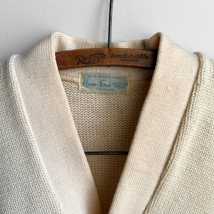 1950s Cream & Orange Wool Letterman Cardigan