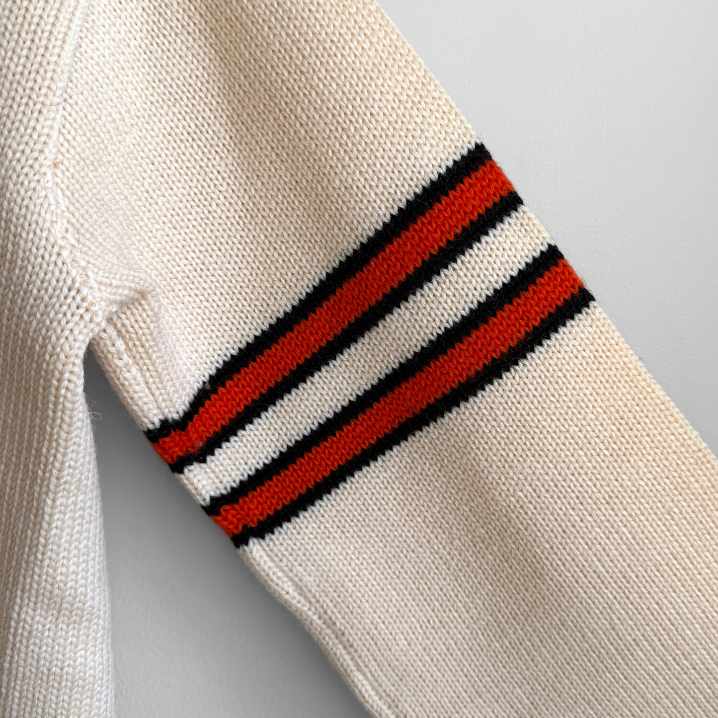1950s Cream & Orange Wool Letterman Cardigan